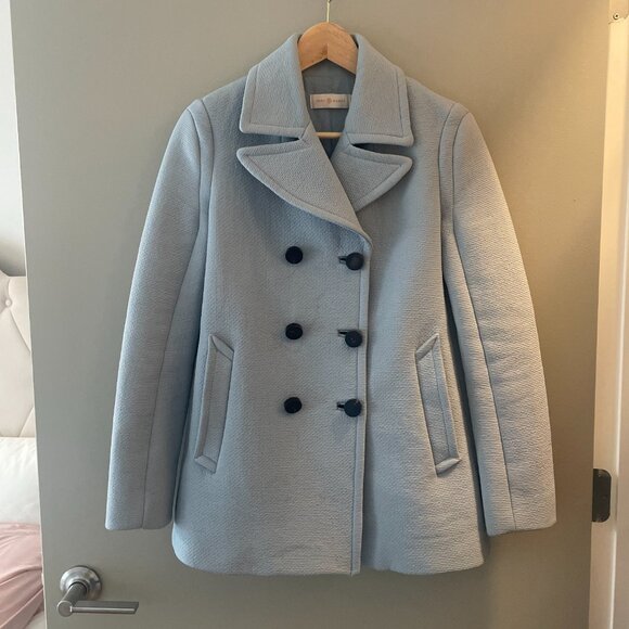 EUC Tory Burch Bonded Chiffon Texture Peacoat Light Blue Size 0 - Picture 3 of 7
